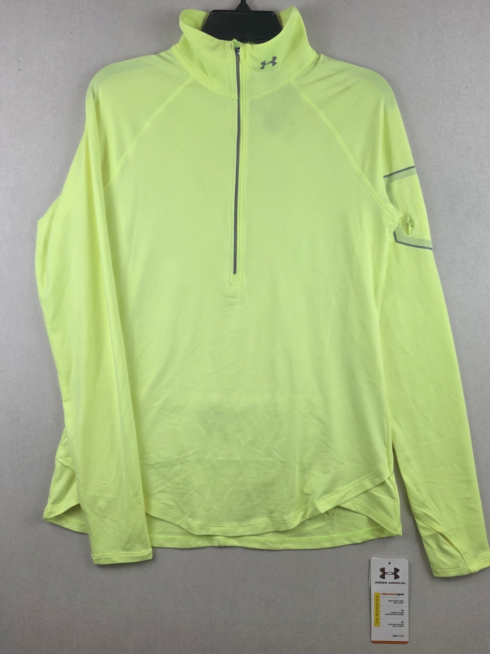 Under Armour Fly Fast Women's L Neon Yellow Reflective Half Zip Running Top NWT
